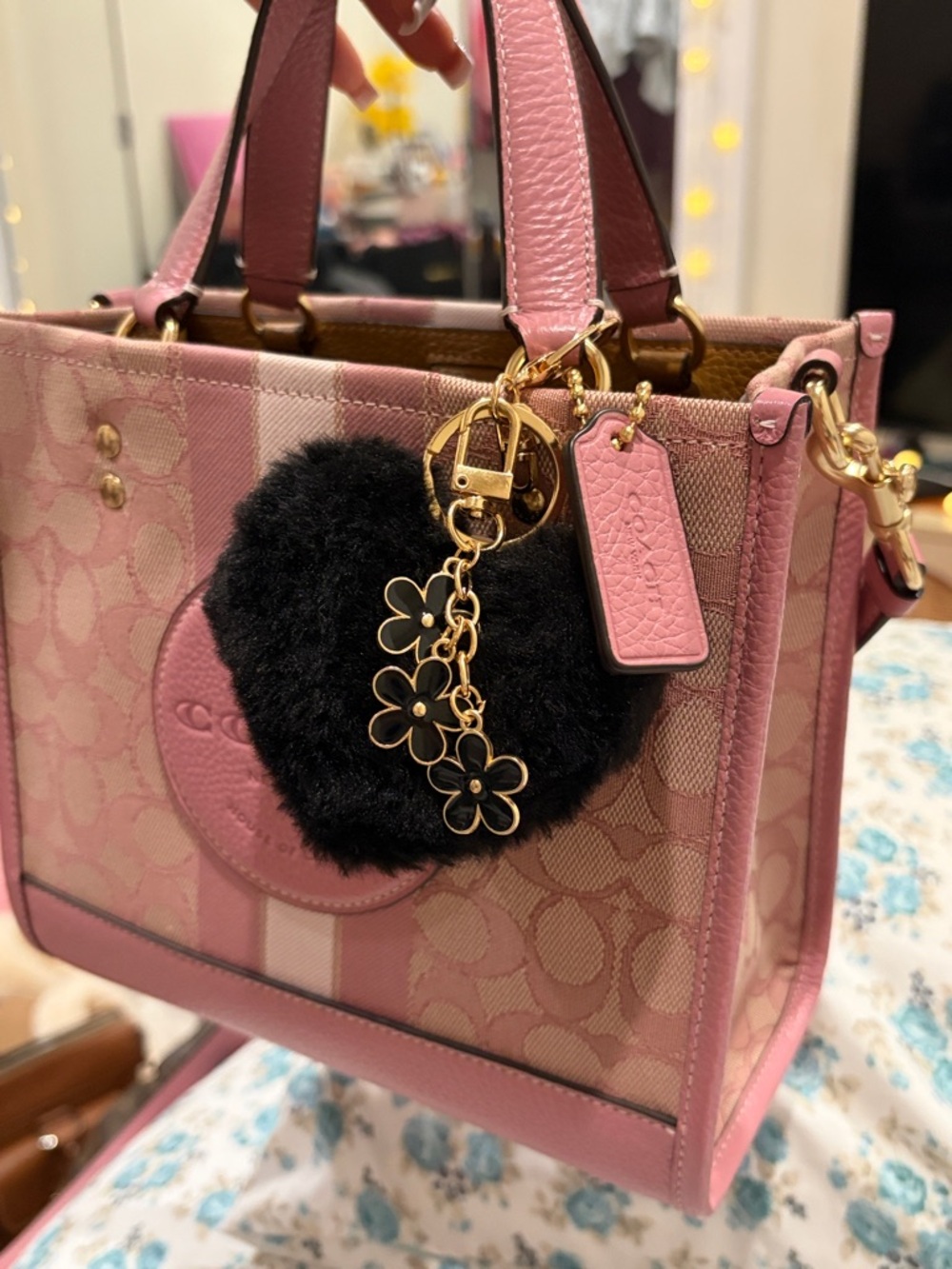 Coach Dempsey Signature Jacquard Mini Satchel (Pink) - Picture 9 of 17